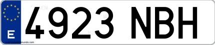 Ejemplo de matrícula española 4923 NBH