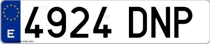 Ejemplo de matrícula española 4924 DNP