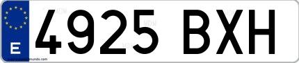 Ejemplo de matrícula española 4925 BXH