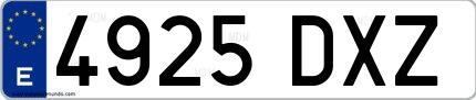 Ejemplo de matrícula española 4925 DXZ