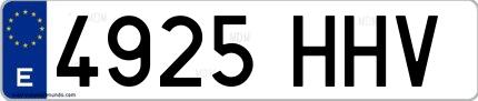 Ejemplo de matrícula española 4925 HHV