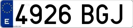 Ejemplo de matrícula española 4926 BGJ