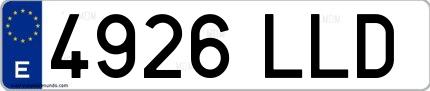 Ejemplo de matrícula española 4926 LLD