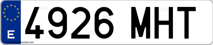 Ejemplo de matrícula de coche ordinaria 4926 MHT