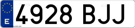 Ejemplo de matrícula española 4928 BJJ