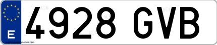 Ejemplo de matrícula española 4928 GVB