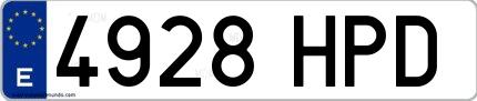 Ejemplo de matrícula española 4928 HPD