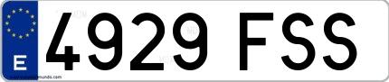 Ejemplo de matrícula española 4929 FSS