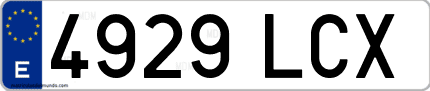 Ejemplo de matrícula de coche ordinaria 4929 LCX