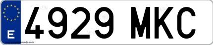 Ejemplo de matrícula española 4929 MKC