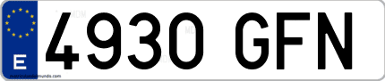 Ejemplo de matrícula de coche ordinaria 4930 GFN