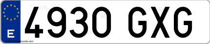 Ejemplo de matrícula de coche ordinaria 4930 GXG