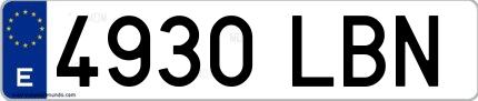 Ejemplo de matrícula española 4930 LBN