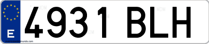 Ejemplo de matrícula de coche ordinaria 4931 BLH