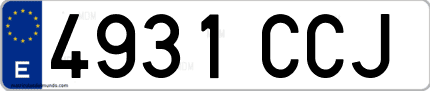 Ejemplo de matrícula de coche ordinaria 4931 CCJ