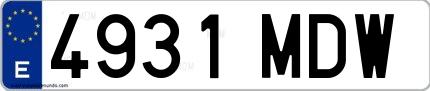 Ejemplo de matrícula española 4931 MDW