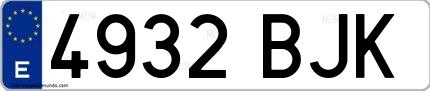Ejemplo de matrícula española 4932 BJK