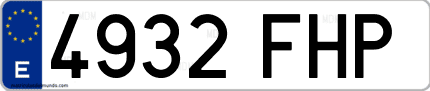 Ejemplo de matrícula de coche ordinaria 4932 FHP