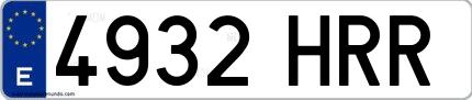 Ejemplo de matrícula española 4932 HRR