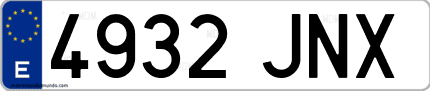 Ejemplo de matrícula de coche ordinaria 4932 JNX