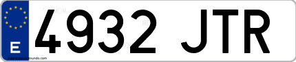 Ejemplo de matrícula de coche ordinaria 4932 JTR