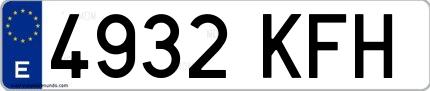 Ejemplo de matrícula de coche ordinaria 4932 KFH
