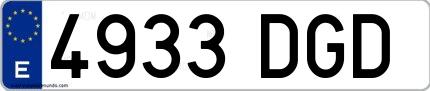 Ejemplo de matrícula española 4933 DGD