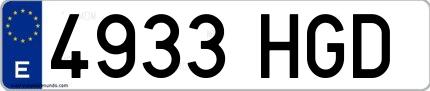 Ejemplo de matrícula española 4933 HGD
