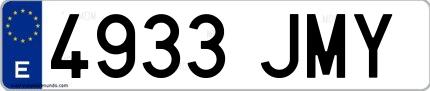 Ejemplo de matrícula española 4933 JMY