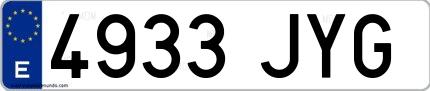 Ejemplo de matrícula española 4933 JYG