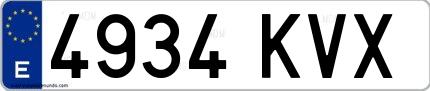 Ejemplo de matrícula española 4934 KVX