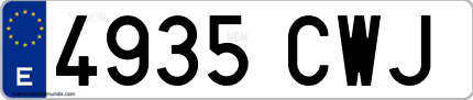 Ejemplo de matrícula de coche ordinaria 4935 CWJ