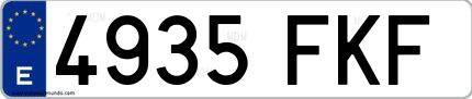 Ejemplo de matrícula española 4935 FKF