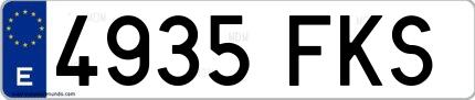 Ejemplo de matrícula española 4935 FKS