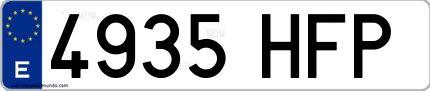 Ejemplo de matrícula española 4935 HFP