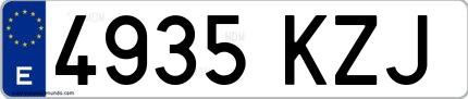 Ejemplo de matrícula española 4935 KZJ