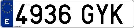 Ejemplo de matrícula española 4936 GYK