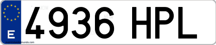Ejemplo de matrícula de coche ordinaria 4936 HPL