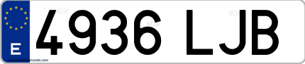 Ejemplo de matrícula de coche ordinaria 4936 LJB