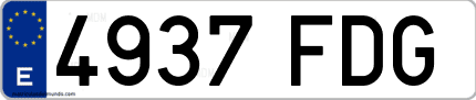 Ejemplo de matrícula de coche ordinaria 4937 FDG
