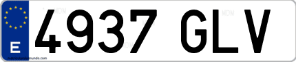 Ejemplo de matrícula de coche ordinaria 4937 GLV