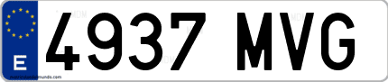 Ejemplo de matrícula de coche ordinaria 4937 MVG