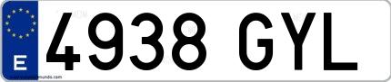 Ejemplo de matrícula española 4938 GYL