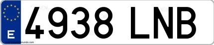 Ejemplo de matrícula española 4938 LNB
