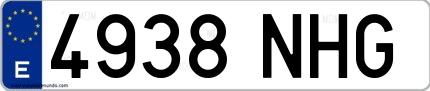 Ejemplo de matrícula española 4938 NHG