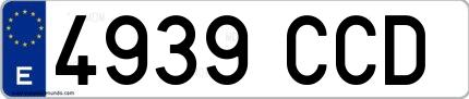 Ejemplo de matrícula española 4939 CCD