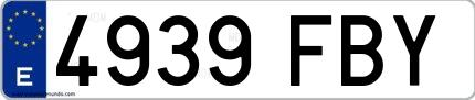 Ejemplo de matrícula española 4939 FBY
