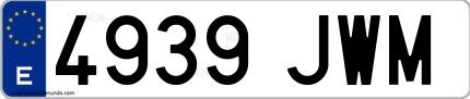 Ejemplo de matrícula española 4939 JWM