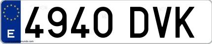 Ejemplo de matrícula española 4940 DVK