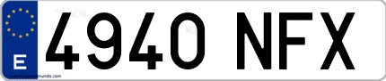 Ejemplo de matrícula de coche ordinaria 4940 NFX